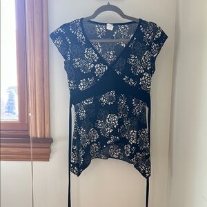 Teenie Weenie Blue and White Wrap Tie Front Blouse